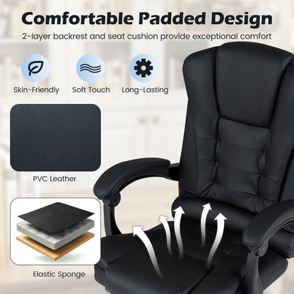 Massage Office Chair with Footrest & Reclining Backrest
