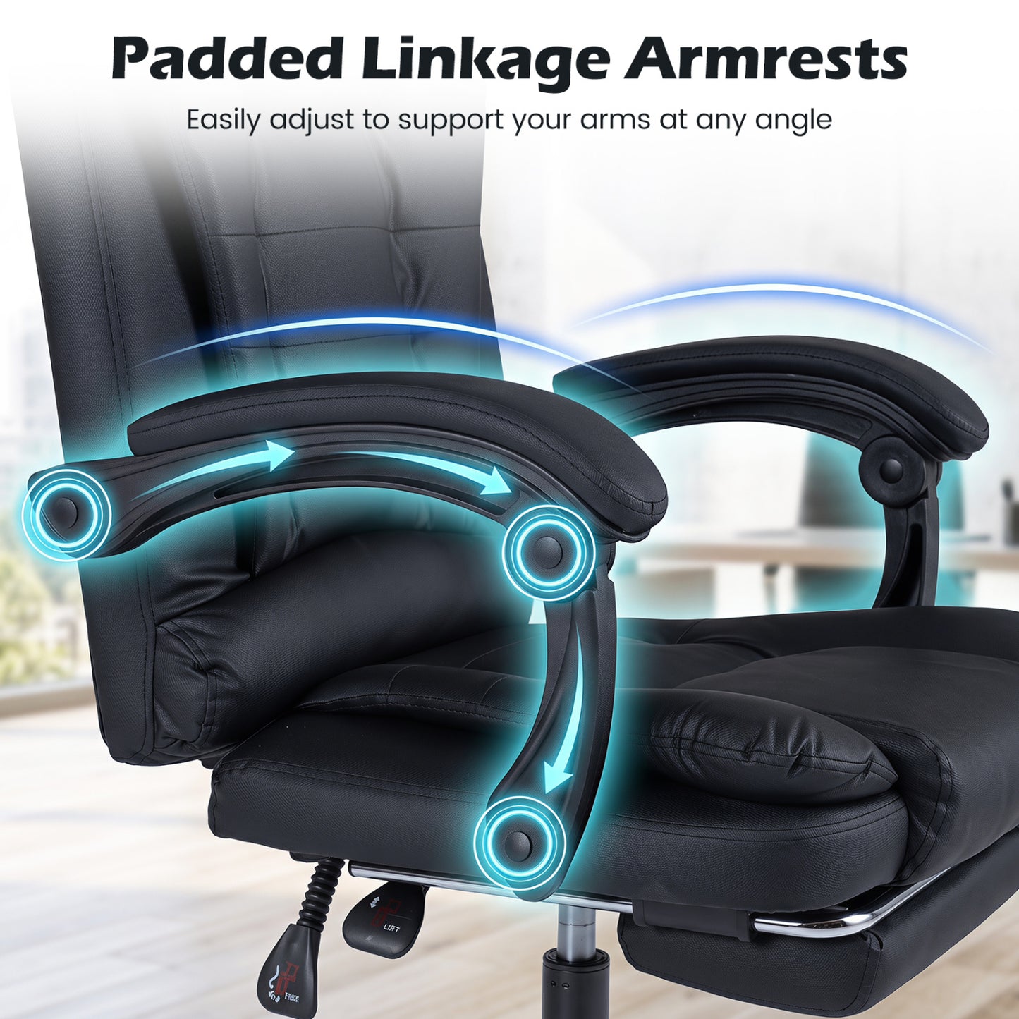 Massage Office Chair with Footrest & Reclining Backrest