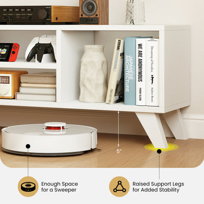 Media TV Console Table with Raised Support Legs-White