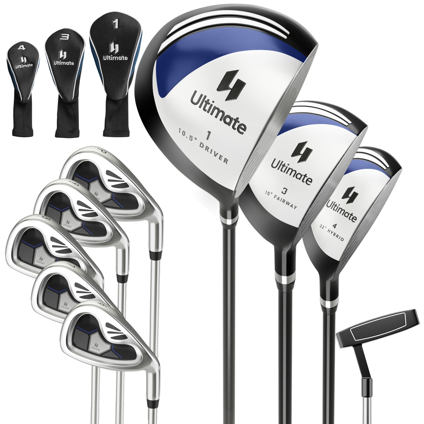 Men's 9 Pieces Complete Golf Club Set-Navy - Navy