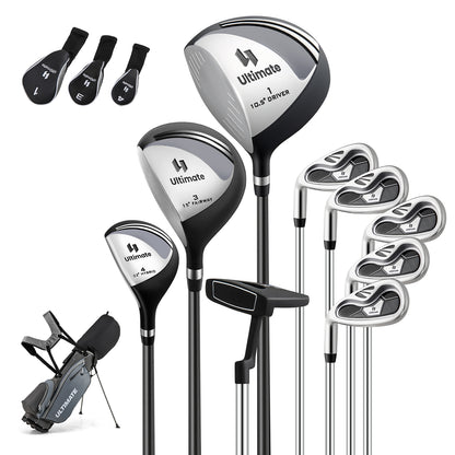Mens LeftHanded Complete Golf Clubs and Bag Set Portable Lightweight Golf Stand Bag-Grey