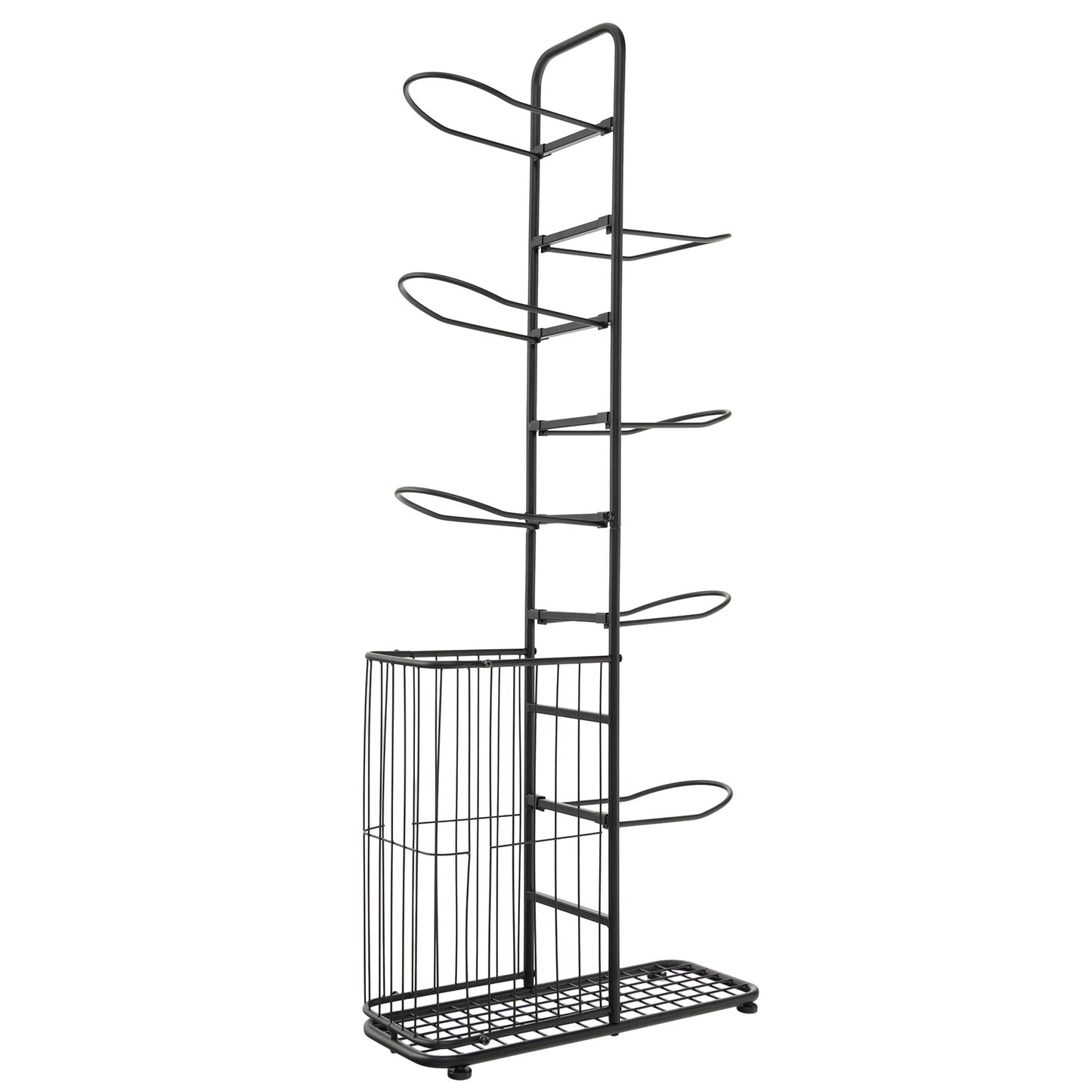 Metal Basketball Holder with 7 Removable Hanging Rods and Side Ball Basket