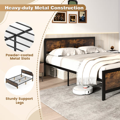Metal Bed Frame with Headboard and Footboard