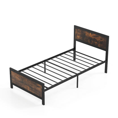 Metal Bed Frame with Headboard and Footboard-Twin Size - Twin Size