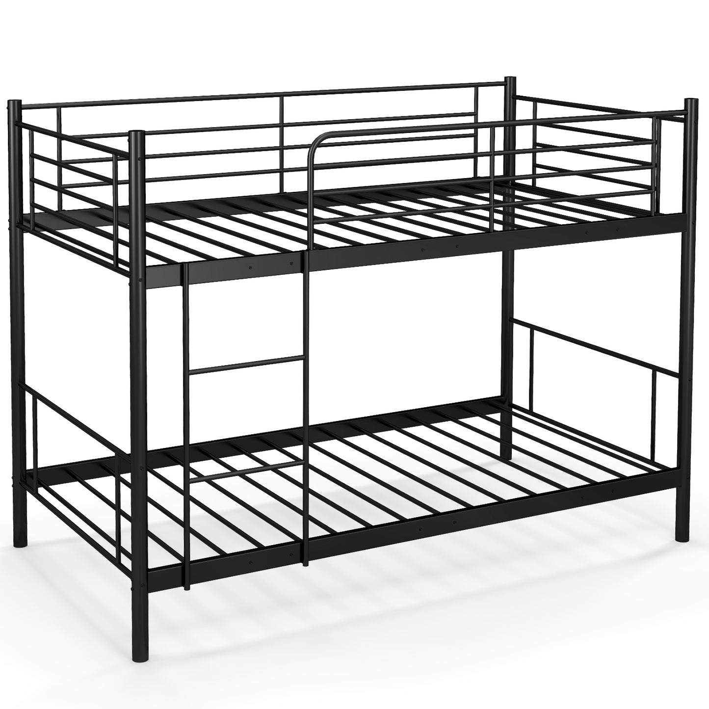 Metal Bunk Bed with Ladder and Full-length Guardrails