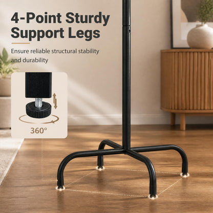 Freestanding Metal Coat Rack with 16 Hooks and 4 Legs