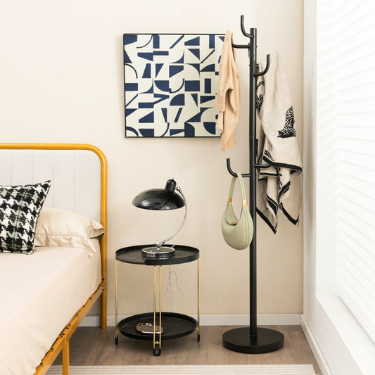 Metal Coat Rack Stand with 8 Sturdy Hooks and Metal Base