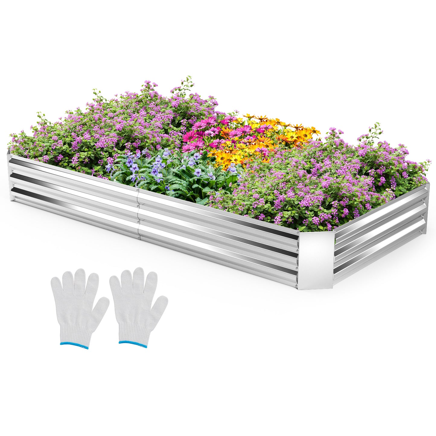 Metal Galvanized Raised Garden Bed with Open-Ended Base-8 x 4 ft - 8 X 4 Ft