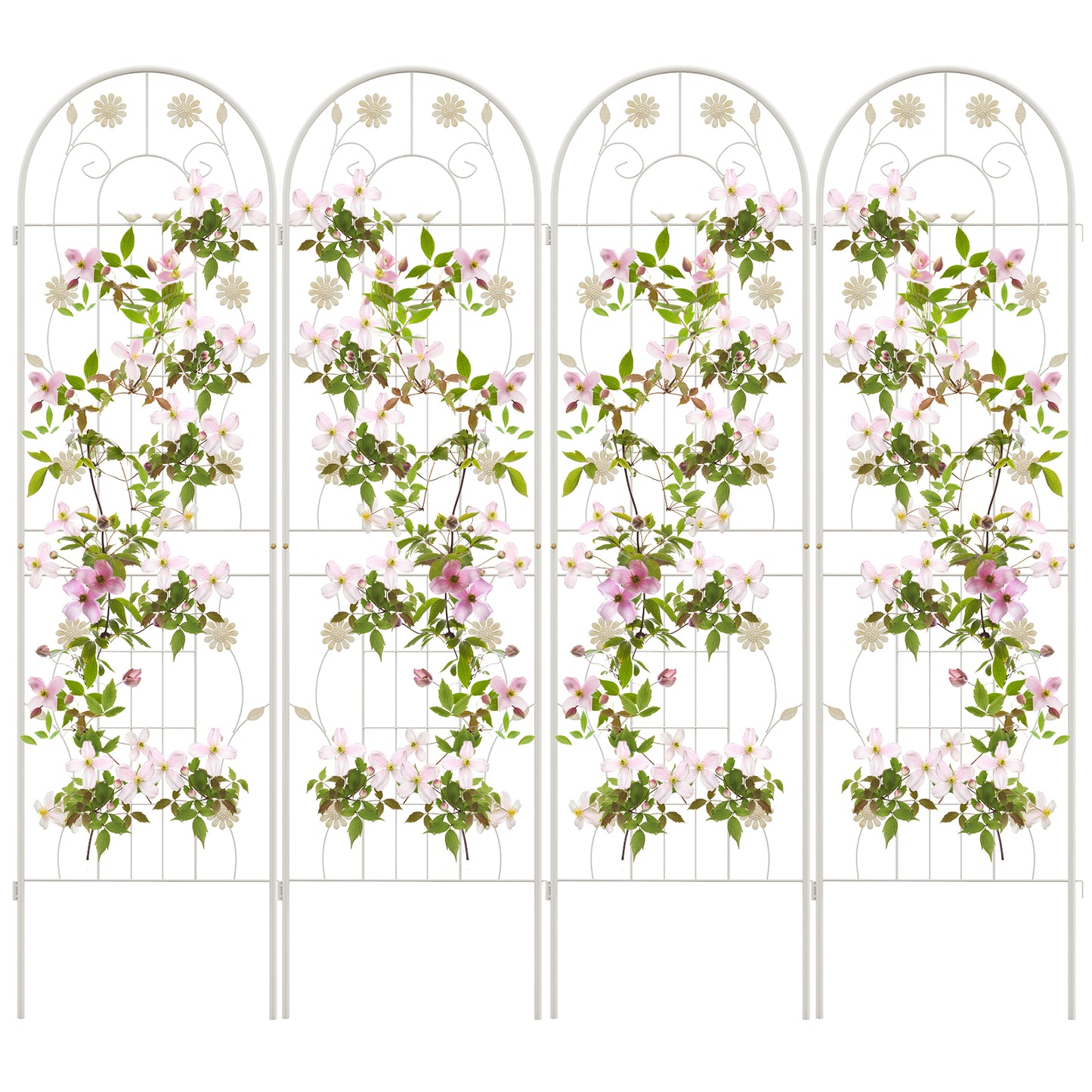 4 Pack 71 x 20 Inches Metal Garden Trellis for Climbing Plants-White