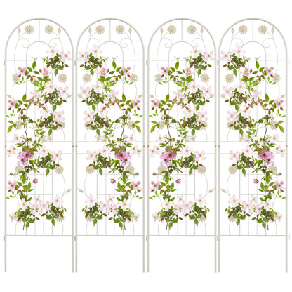 4 Pack 71 x 20 Inches Metal Garden Trellis for Climbing Plants-White
