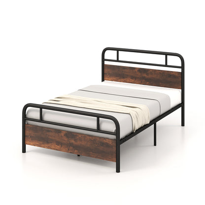 Twin/Full/Queen Size Bed Frame with Industrial Headboard-Full Size - Full Size