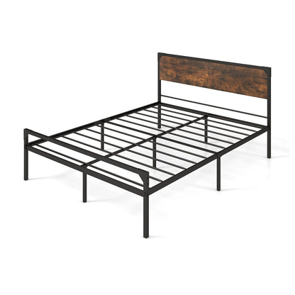 Platform Full/Queen Bed with Rustic Headboard and Footboard-Queen Size - Queen Size