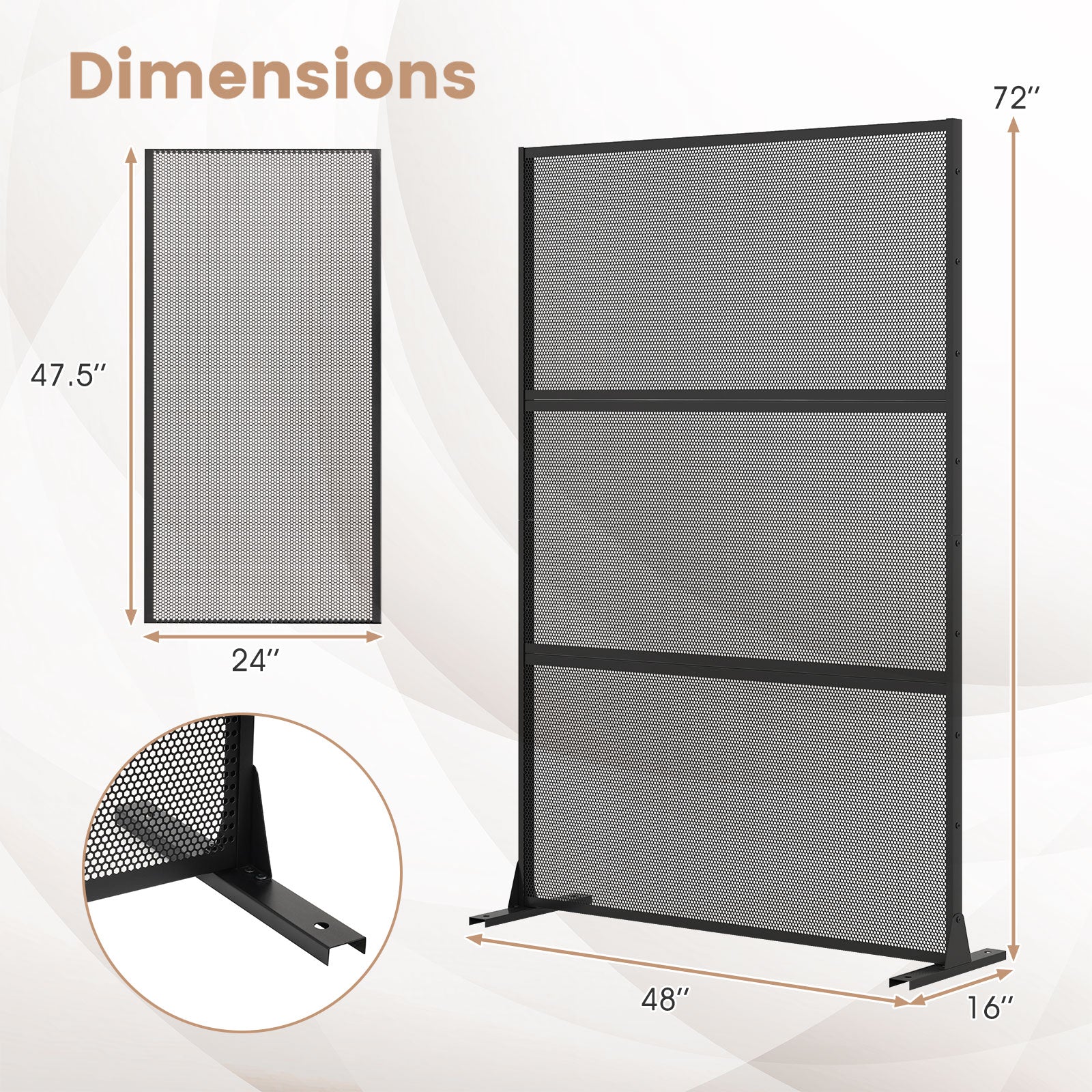 Set of 2 Metal Privacy Screen with Expansion Bolts