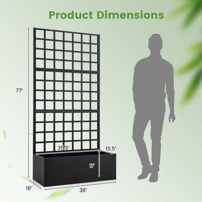 Metal Raised Garden Bed with Trellis and Drainage Holes for Climbing Plants