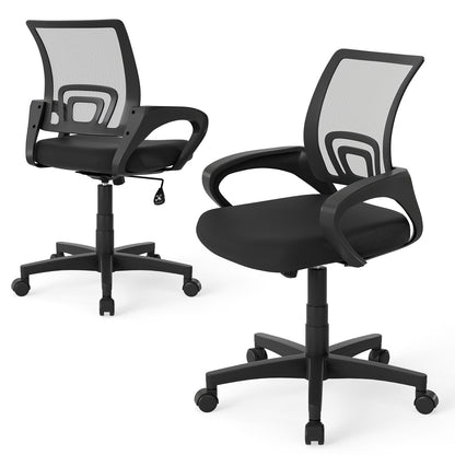 Mid-Back Mesh Office Chair Ergonomic Computer Chair with Lumbar Support-Black