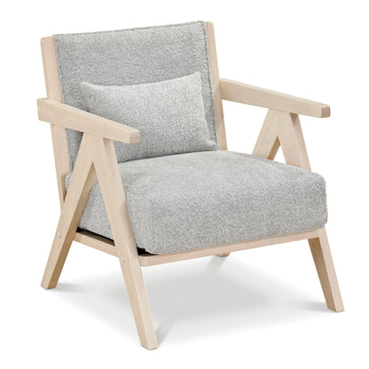 Mid-Century Modern Accent Chair Artificial Leather Sofa Chair with Rubber Wood Frame