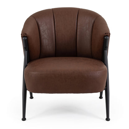 Mid Century Accent Chair with Curved Backrest - Brown