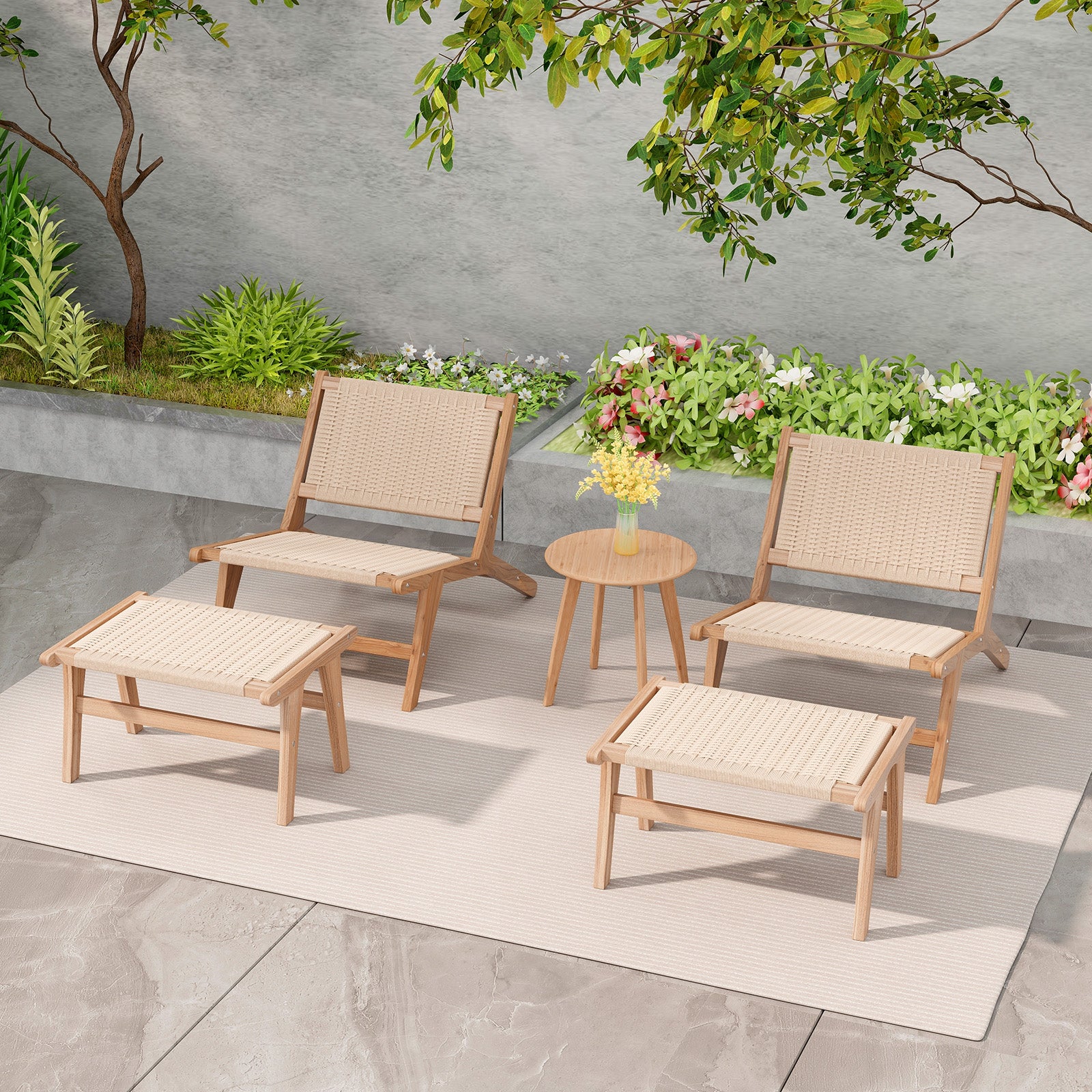Modular L-shaped 4-Seat Sectional Sofa with Reversible Chaise and 2 USB Socket