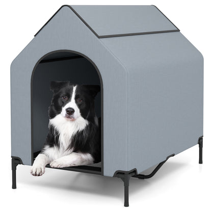 Large/Middle/Small Outdoor Elevated Pet House with Ventilated Windows-S - M