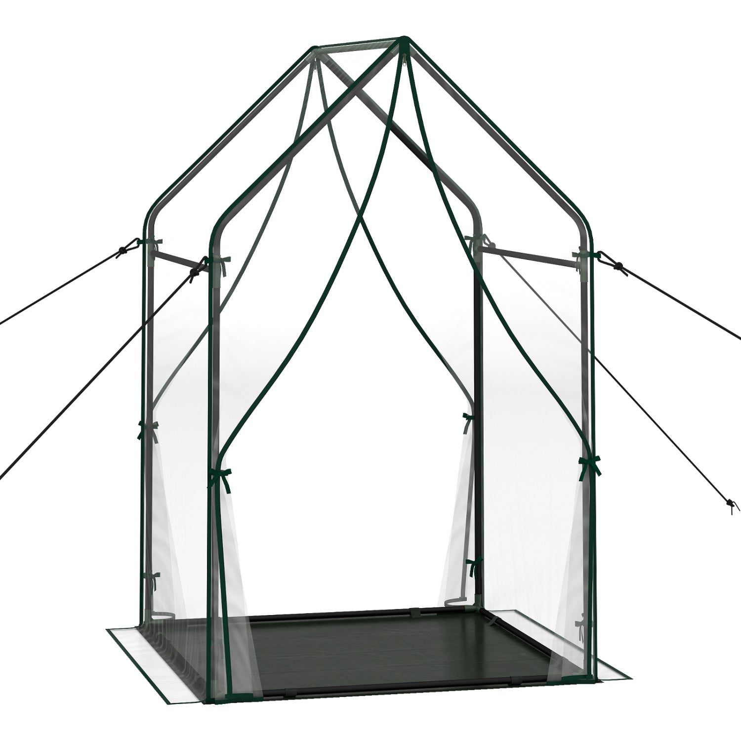 Mini Green House Metal Frame with Waterproof Bottom Mat and Wind Ropes