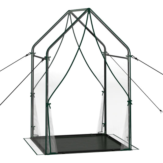 Mini Green House Metal Frame with Waterproof Bottom Mat and Wind Ropes