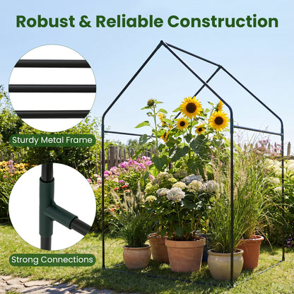 Mini Green House Metal Frame with Waterproof Bottom Mat and Wind Ropes