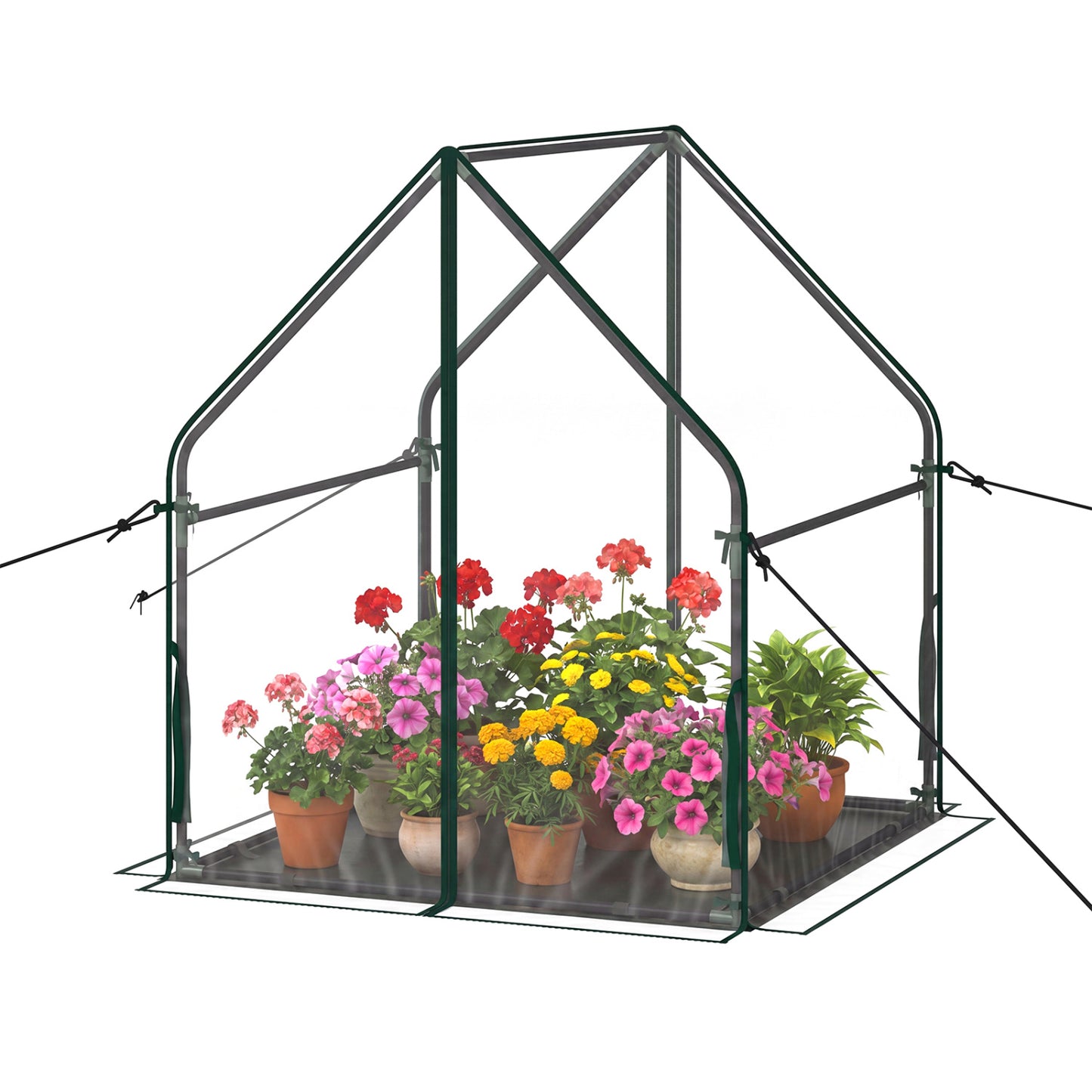 Mini Greenhouse with Metal Frame and Waterproof Cover