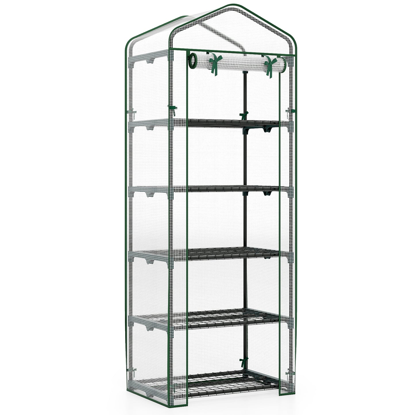 Mini Greenhouse Portable Plant Grow House with 5 Tier Shelves-White