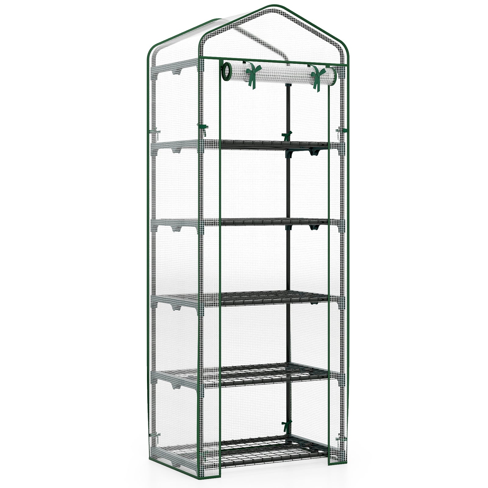 Mini Greenhouse Portable Plant Grow House with 5 Tier Shelves-White