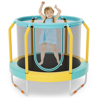 Mini Trampoline with Enclosure and Heavy-duty Metal Frame-Orange - Yellow