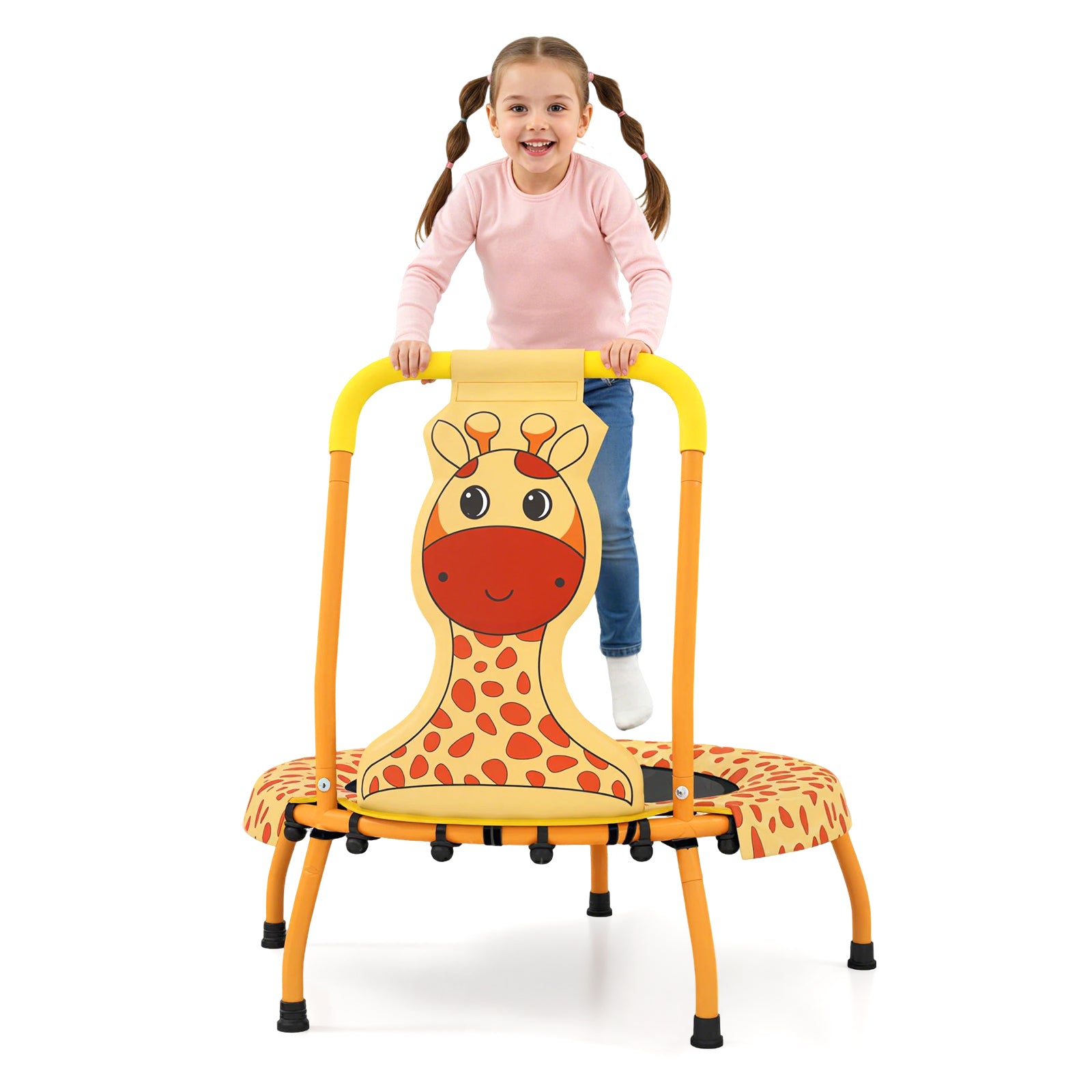 Mini Trampoline for Toddlers with Foam Padded Handle and Safety Padded Cover-Orange