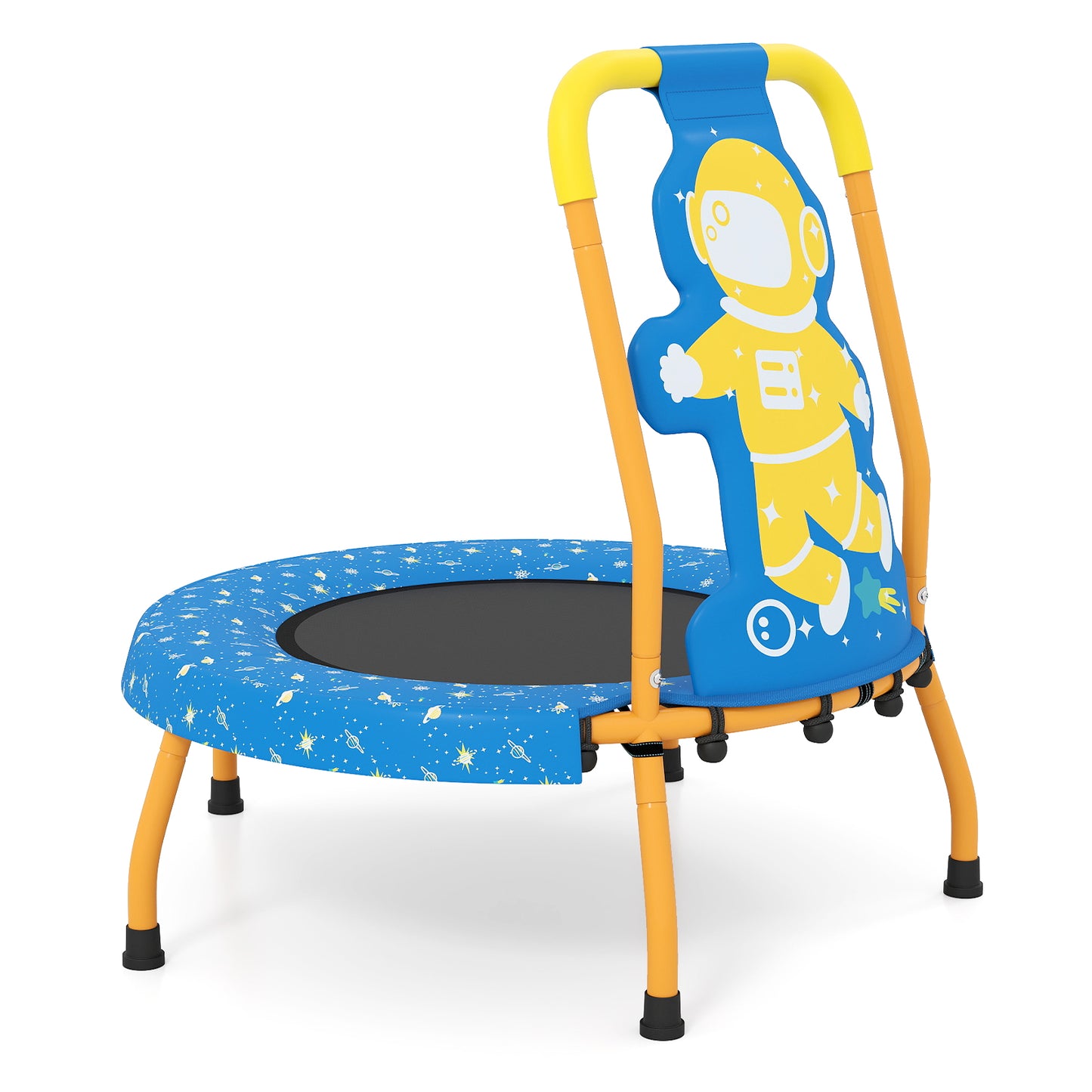 Mini Trampoline for Toddlers with Foam Padded Handle and Safety Padded Cover-Blue