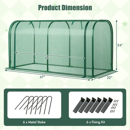 Mini Tunnel Greenhouse with Roll-up Zipper Door