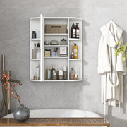Mirrored Bathroom Medicine Cabinet with Single Mirror Door and Adjustable Shelf-White