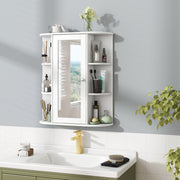 Mirrored Bathroom Medicine Cabinet with Single Mirror Door and Adjustable Shelf-White