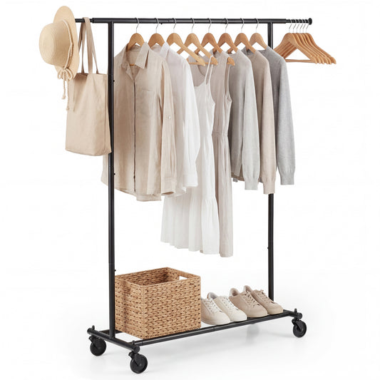 Mobile Garment Rack with Extendable Rods Heavy