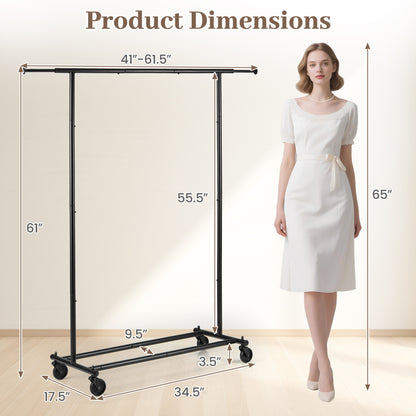 Mobile Garment Rack with Extendable Rods Heavy