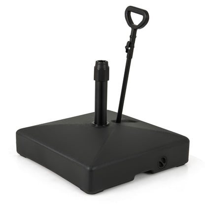 Mobile Patio Umbrella Base Water Sand Fillable Market Table Umbrella Stand with 3 Wheels-Black