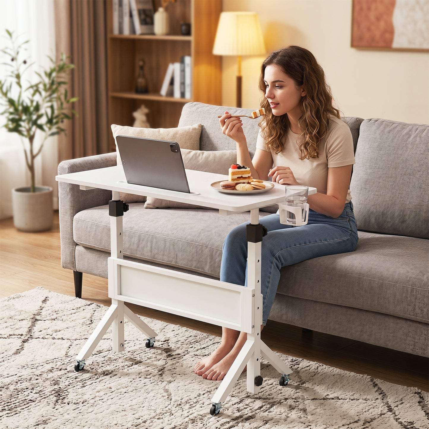Mobile Standing Desk with Adjustable Height and Wheels