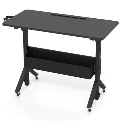 Mobile Standing Desk with Adjustable Height and Wheels
