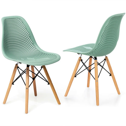 Modern 3-Piece Dining Set: Round Table with Set of 2 Hollow Plastic Chairs
