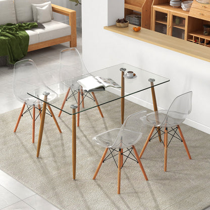 5 Pieces Rectangle Dining Table Set with 51 Inch Glass Tabletop