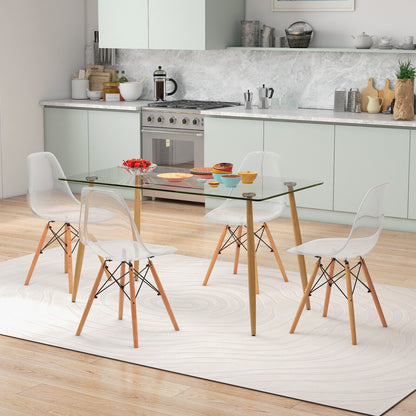 5 Pieces Rectangle Dining Table Set with 51 Inch Glass Tabletop