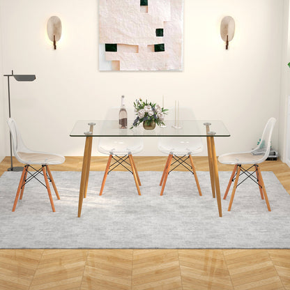 5 Pieces Rectangle Dining Table Set with 51 Inch Glass Tabletop