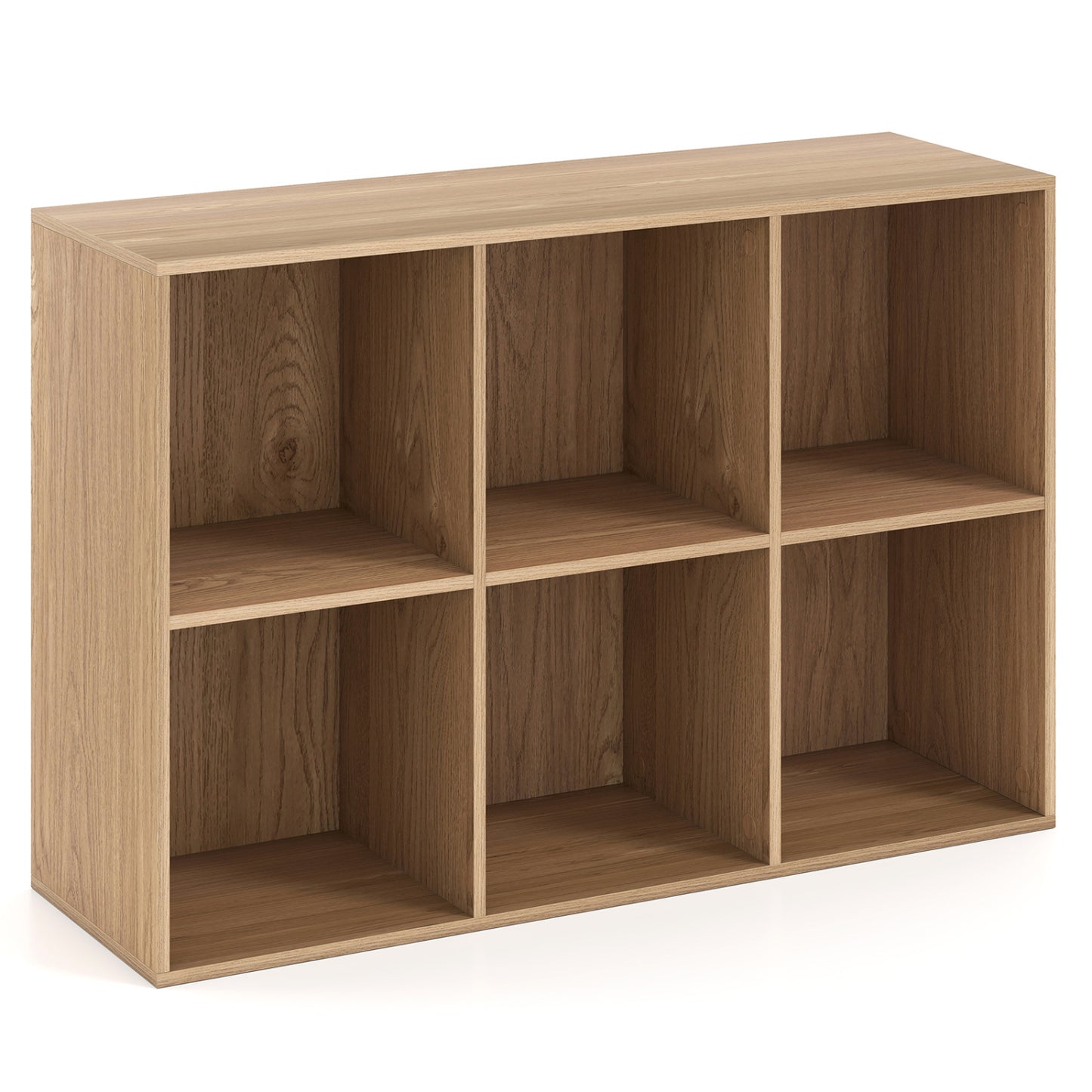 Modern 6-Cube Bookcase with Anti-tipping Kits for Bedroom Living Room-Natural - Natural