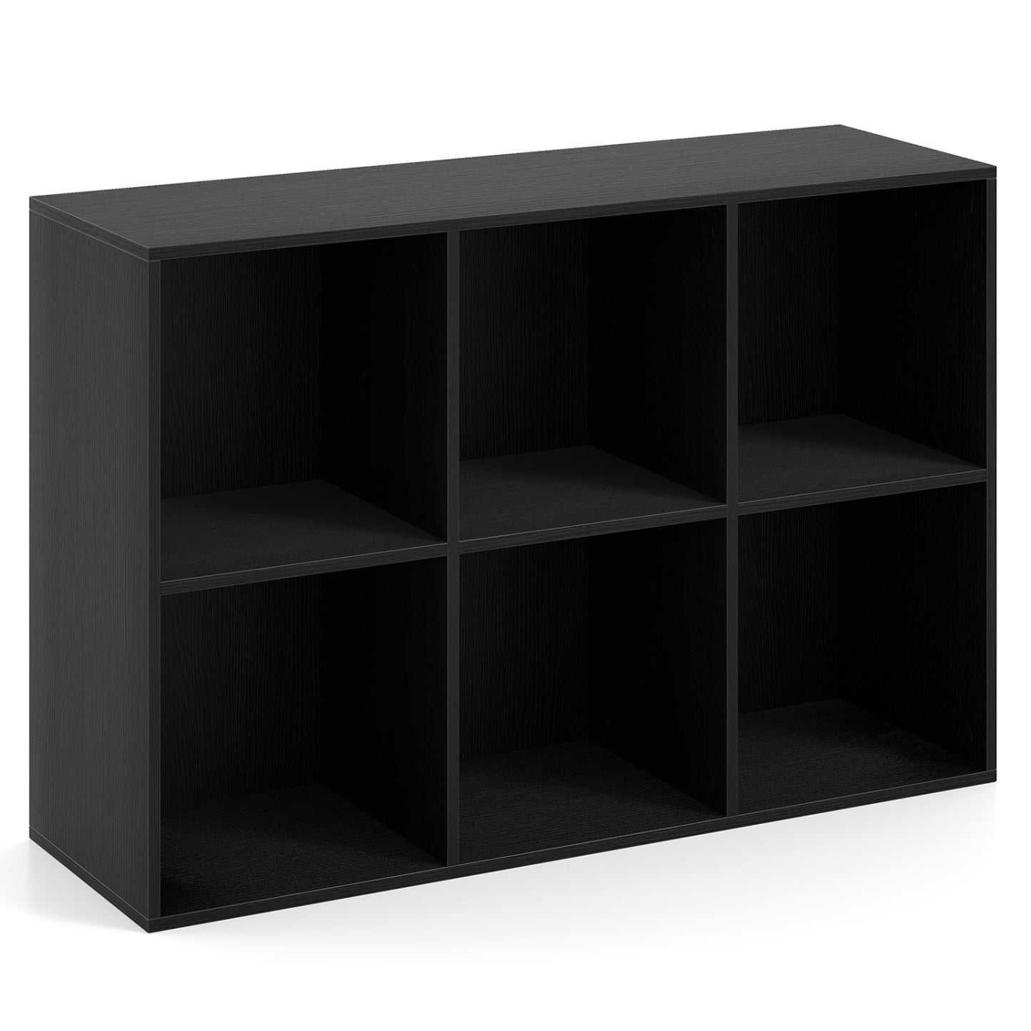 Modern 6-Cube Bookcase with Anti-tipping Kits for Bedroom Living Room-Natural - Black