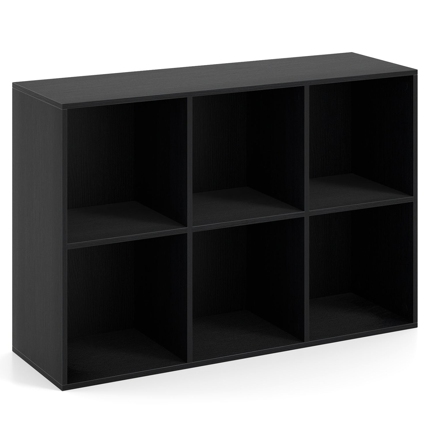 Modern 6-Cube Bookcase with Anti-tipping Kits for Bedroom Living Room-Natural - Black