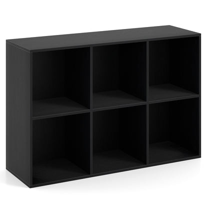 Modern 6-Cube Bookcase with Anti-tipping Kits for Bedroom Living Room-Natural - Black