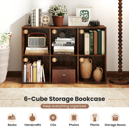 6-Cube Bookcase with Anti-Tipping Kit - Rustic Brown