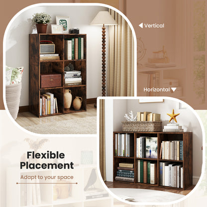 6-Cube Bookcase with Anti-Tipping Kit - Rustic Brown